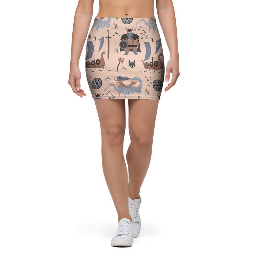 Viking Cartoon Norse Mini Skirt-grizzshop