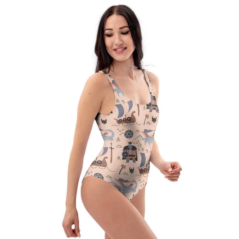 Viking Cartoon Norse One Piece Swimsuite-grizzshop