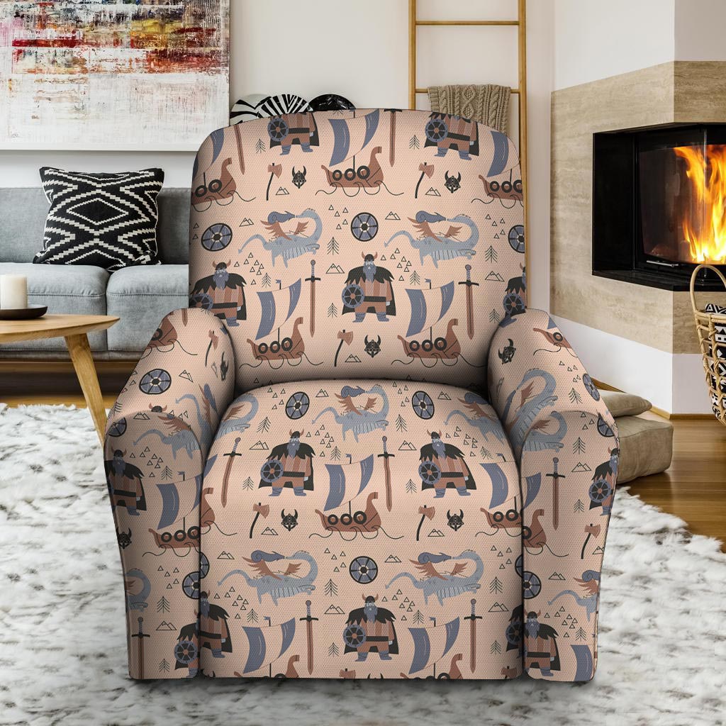 Viking Cartoon Norse Recliner Cover-grizzshop