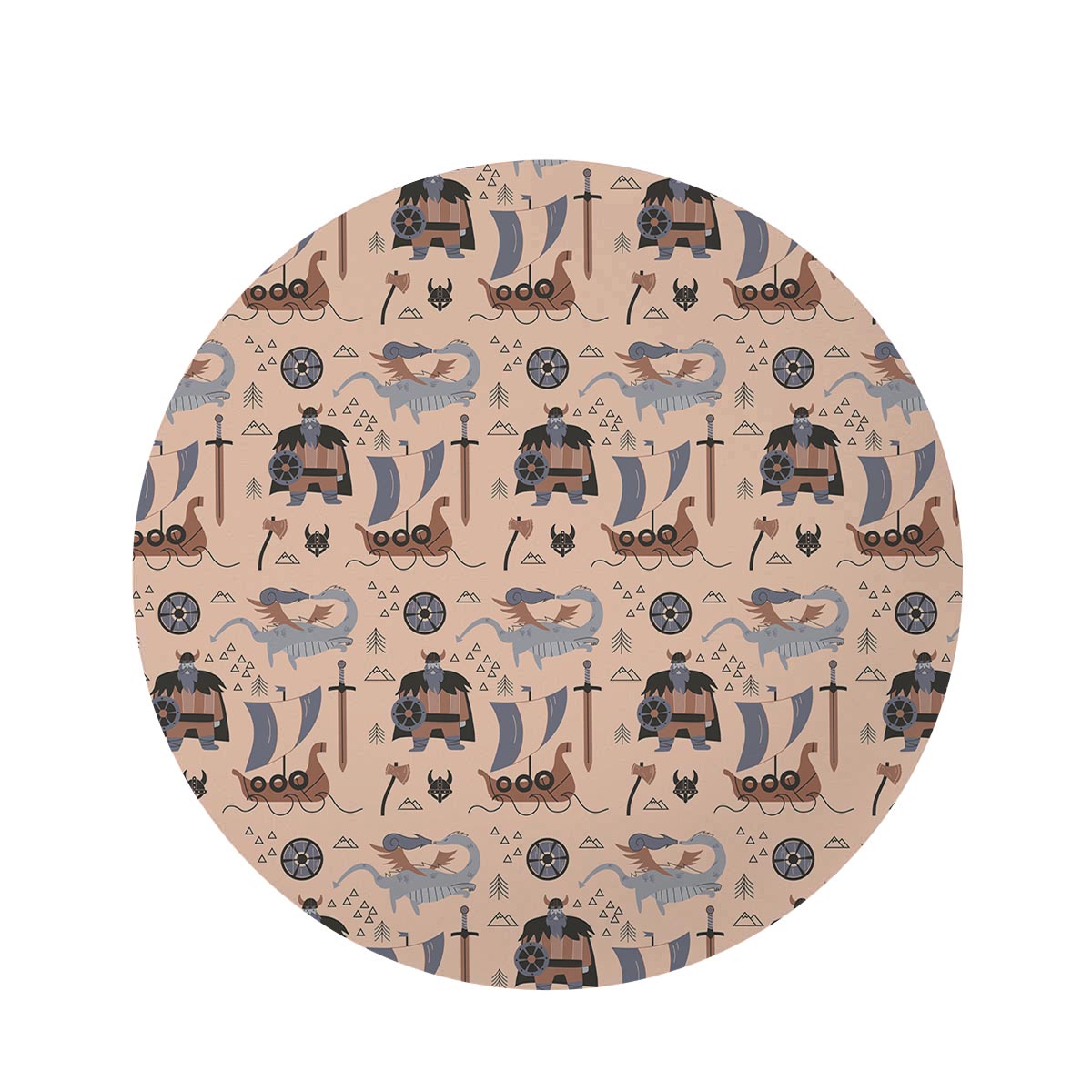 Viking Cartoon Norse Round Rug-grizzshop