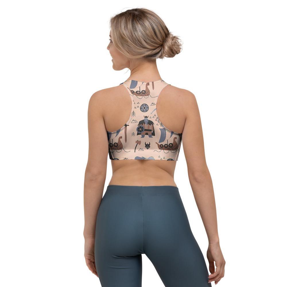 Viking Cartoon Norse Sports Bra-grizzshop