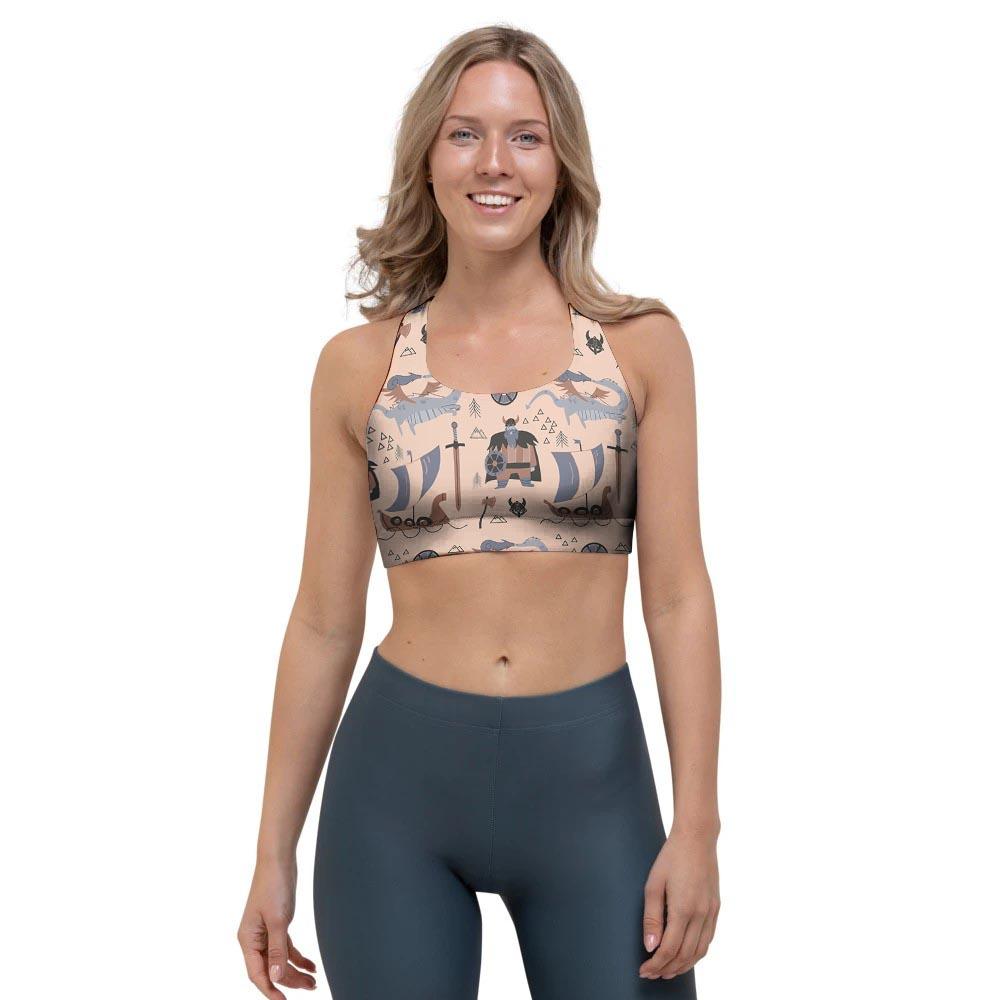 Viking Cartoon Norse Sports Bra-grizzshop