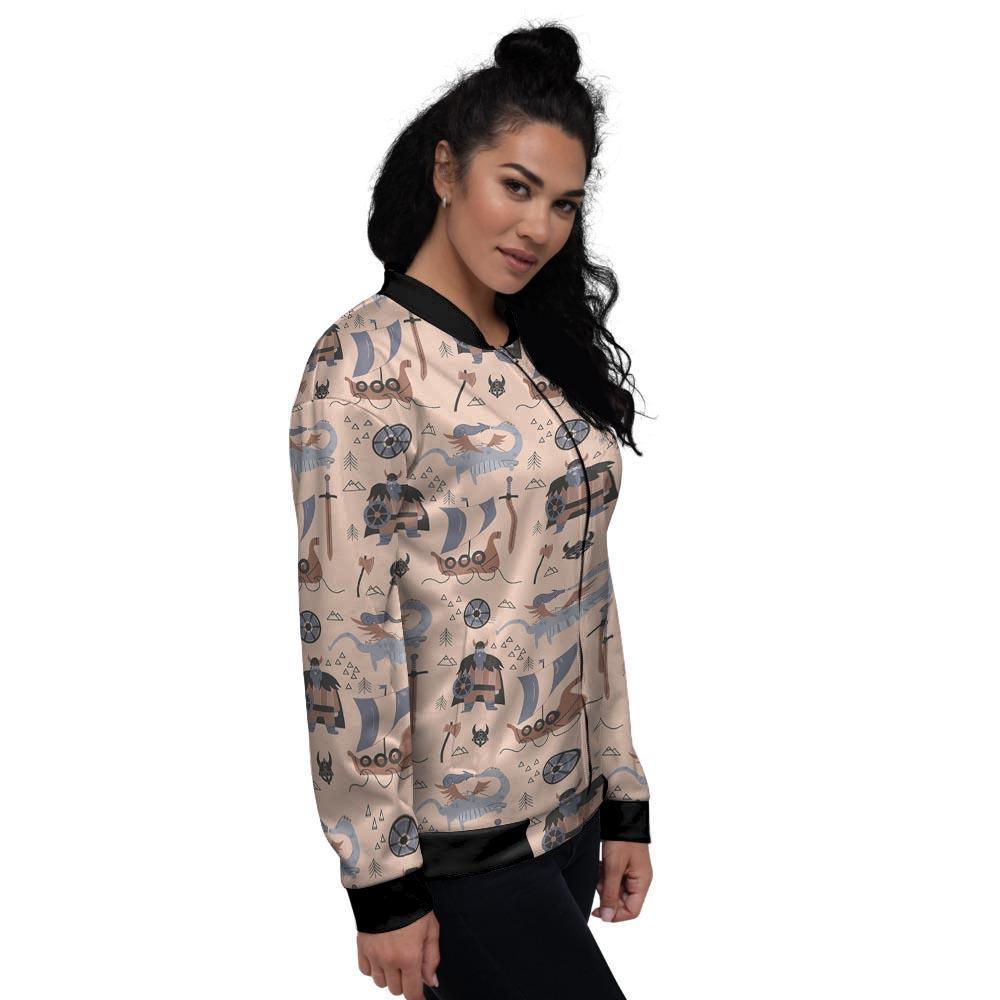 Viking Cartoon Norse Women's Bomber Jacket-grizzshop