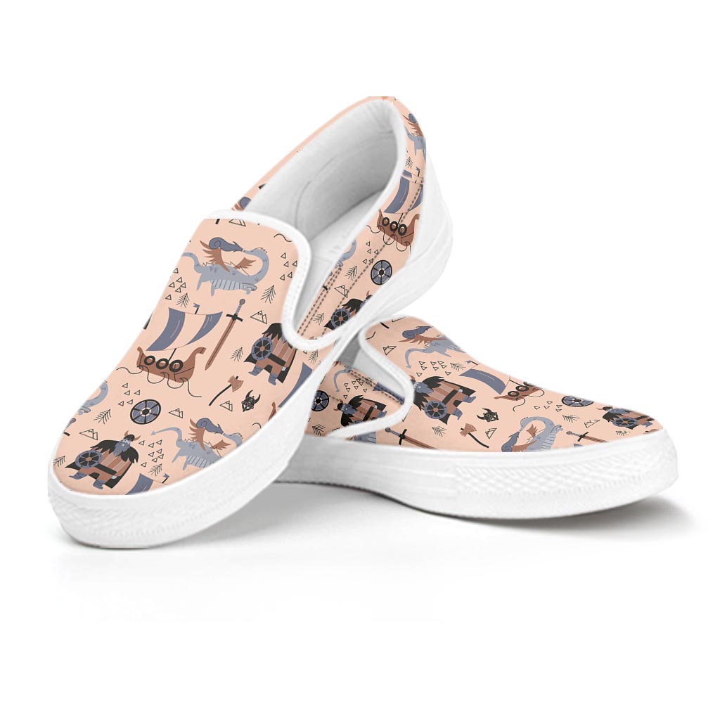 Viking Cartoon Norse Women's Slip On Sneakers-grizzshop