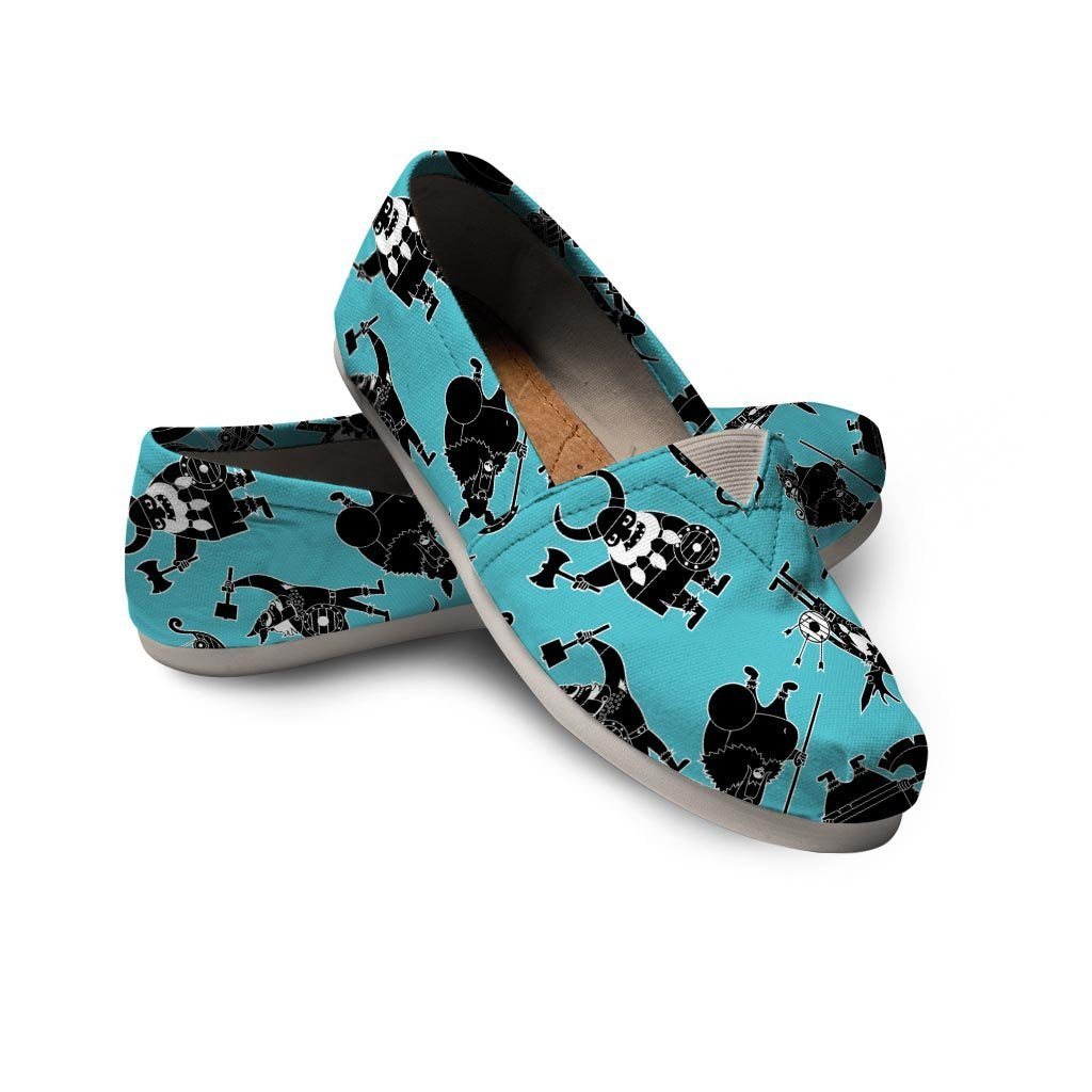 Viking Cartoon Silhouette Canvas Shoes-grizzshop