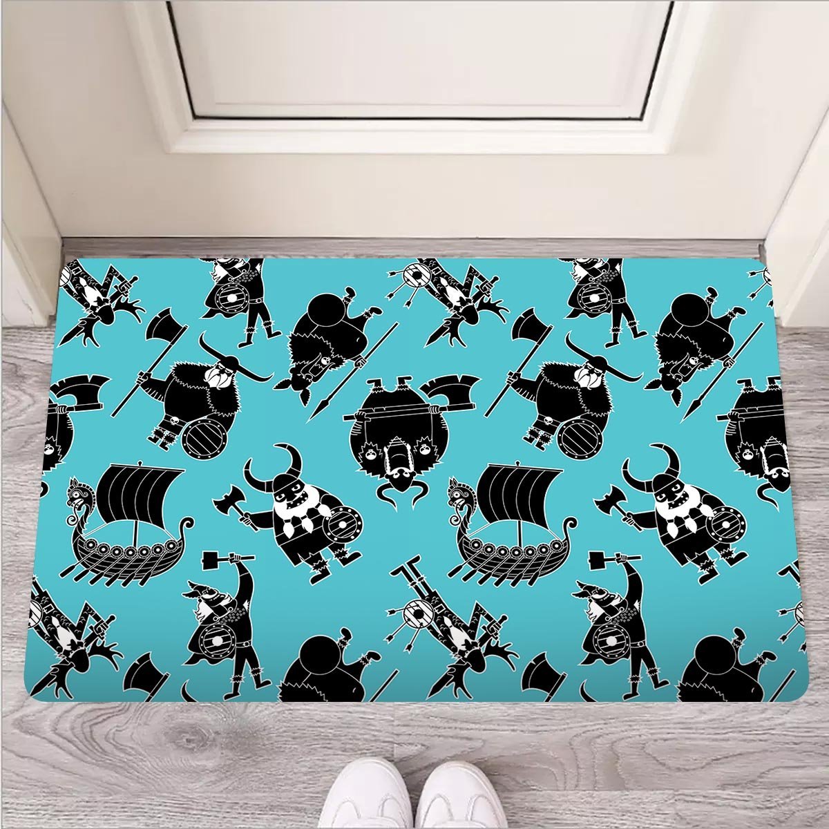 Viking Cartoon Silhouette Door Mat-grizzshop