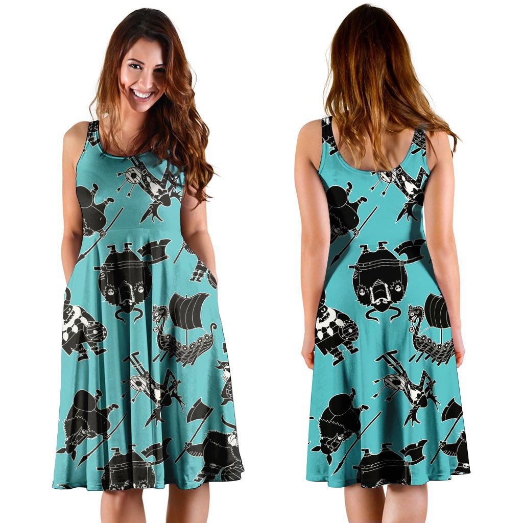 Viking Cartoon Silhouette Dress-grizzshop