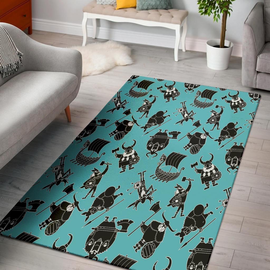 Viking Cartoon Silhouette Floor Mat-grizzshop