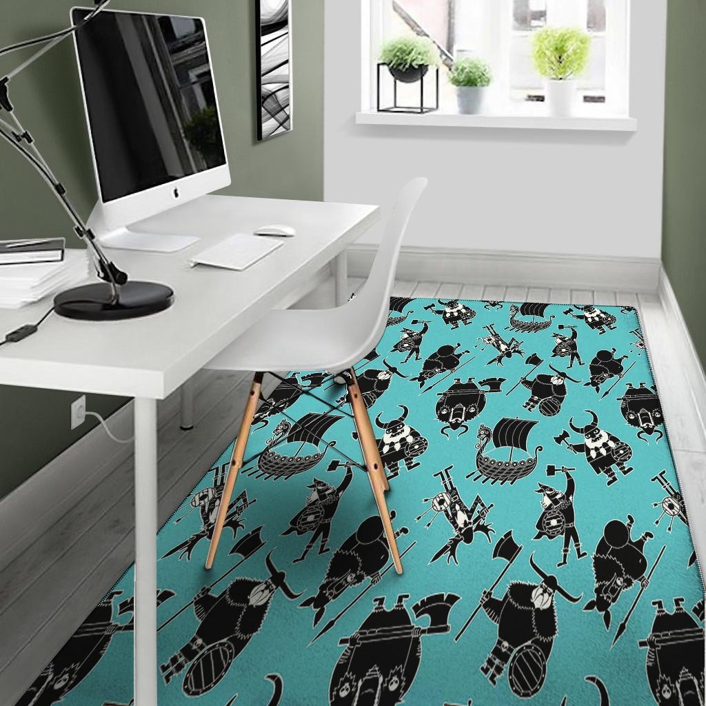Viking Cartoon Silhouette Floor Mat-grizzshop