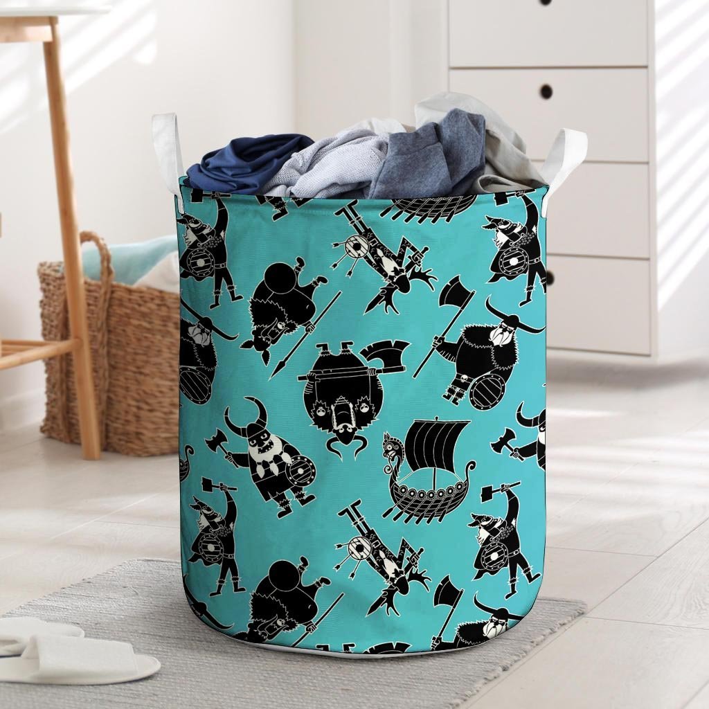 Viking Cartoon Silhouette Laundry Basket-grizzshop