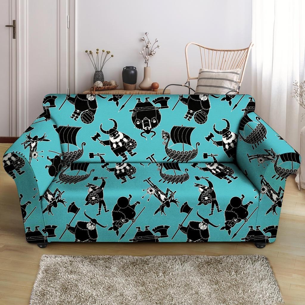 Viking Cartoon Silhouette Loveseat Cover-grizzshop