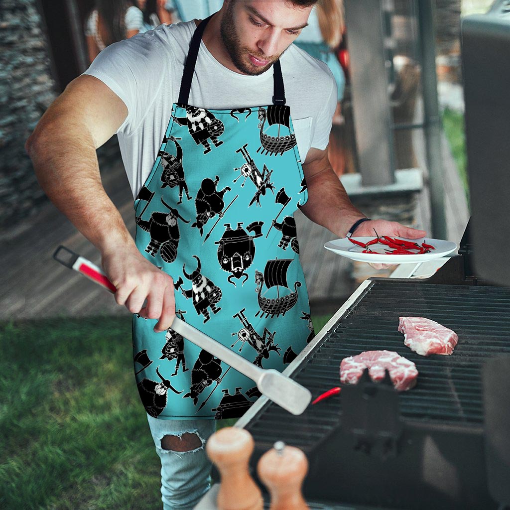 Viking Cartoon Silhouette Men's Apron-grizzshop