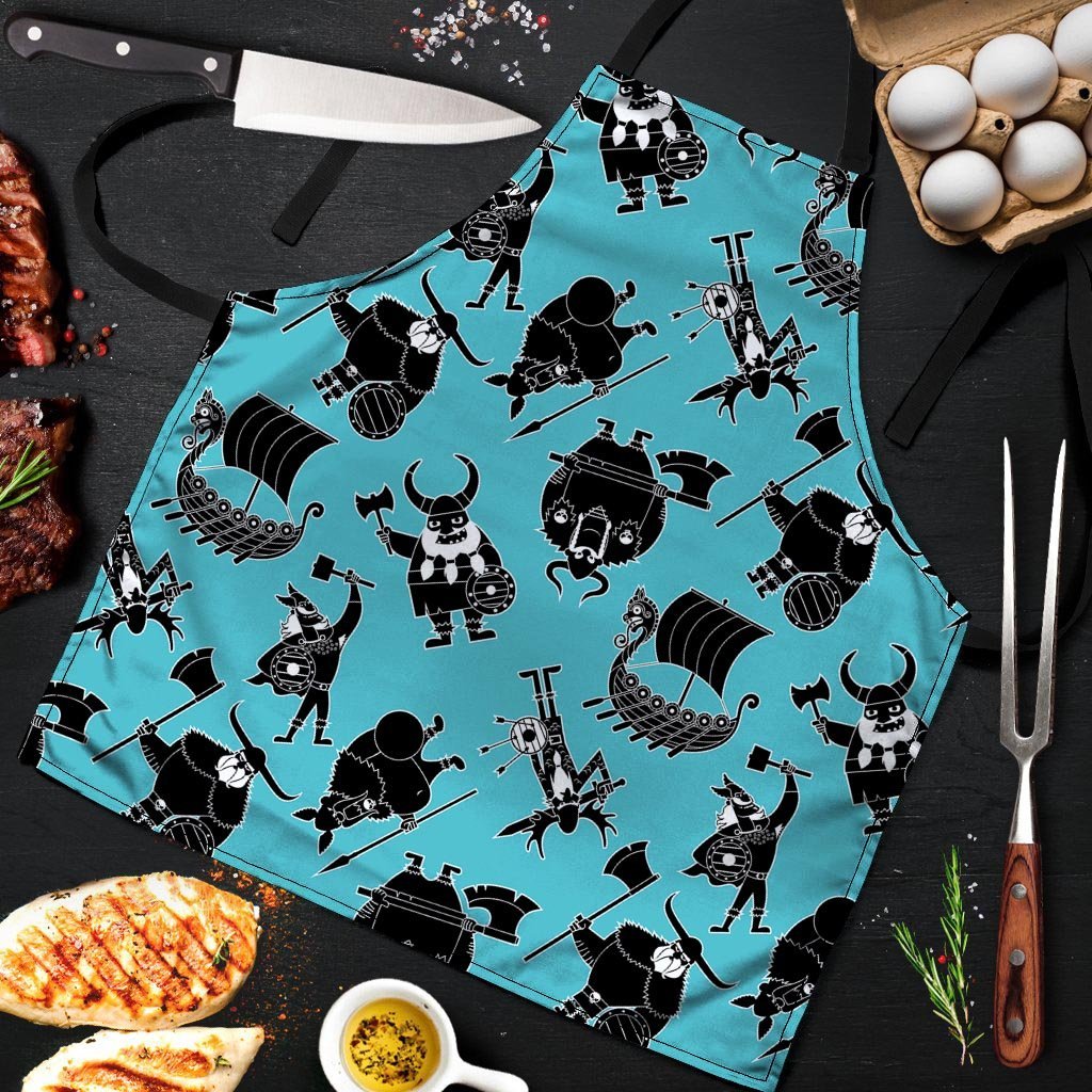 Viking Cartoon Silhouette Men's Apron-grizzshop