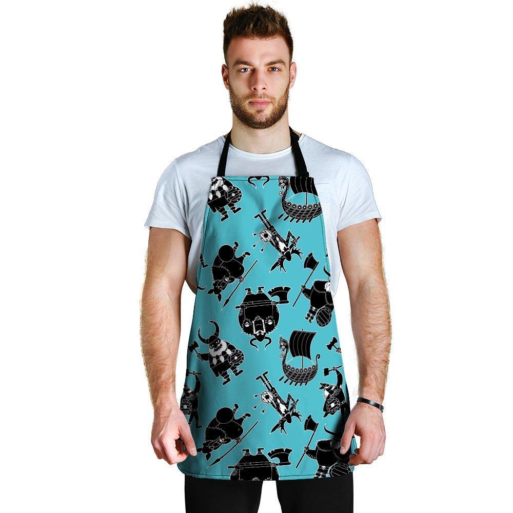 Viking Cartoon Silhouette Men's Apron-grizzshop