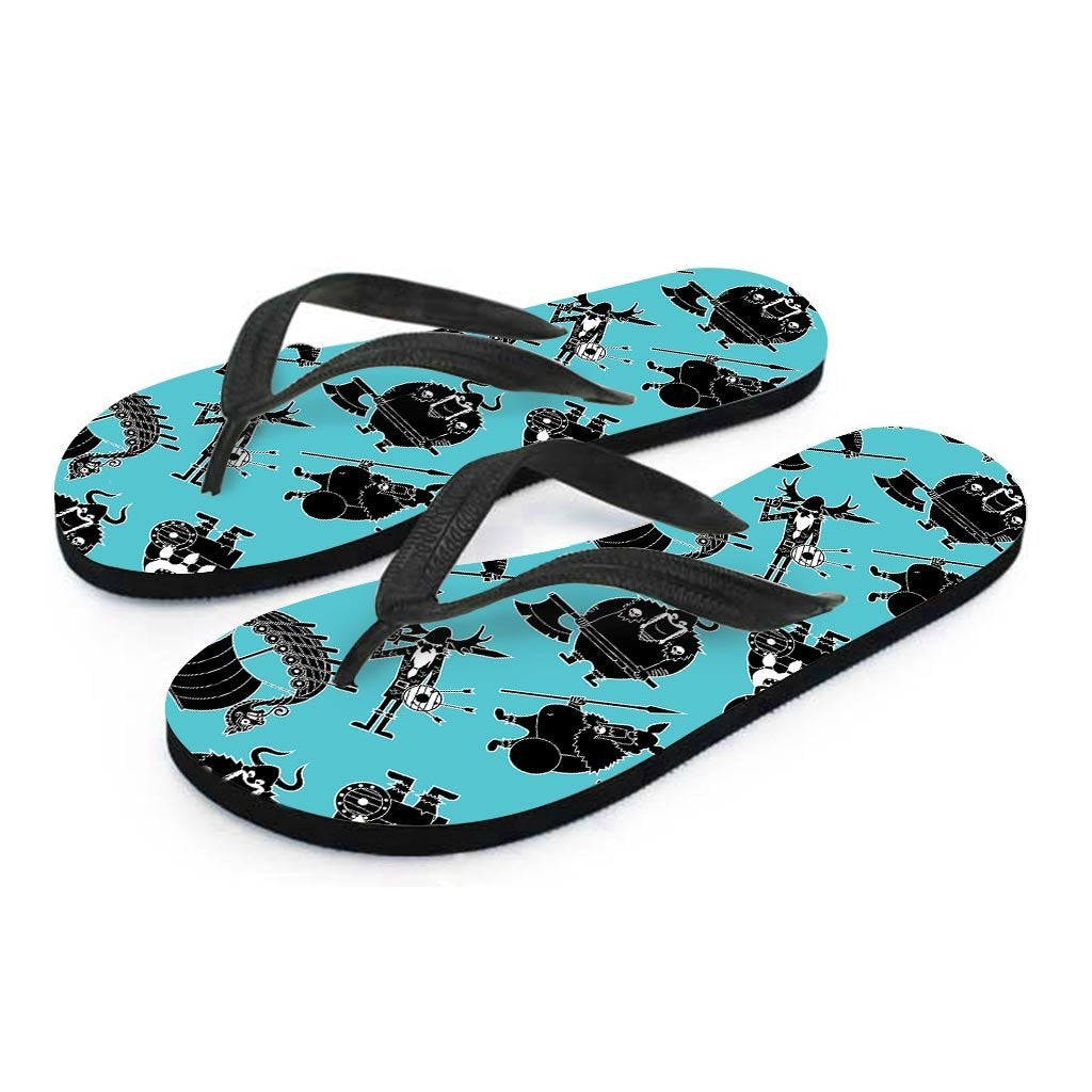 Viking Cartoon Silhouette Men's Flip Flops-grizzshop