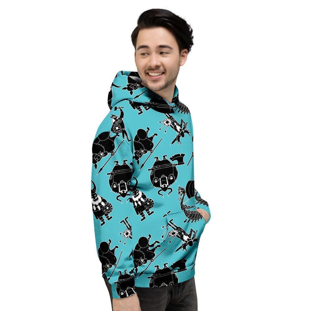 Viking Cartoon Silhouette Men's Hoodie-grizzshop