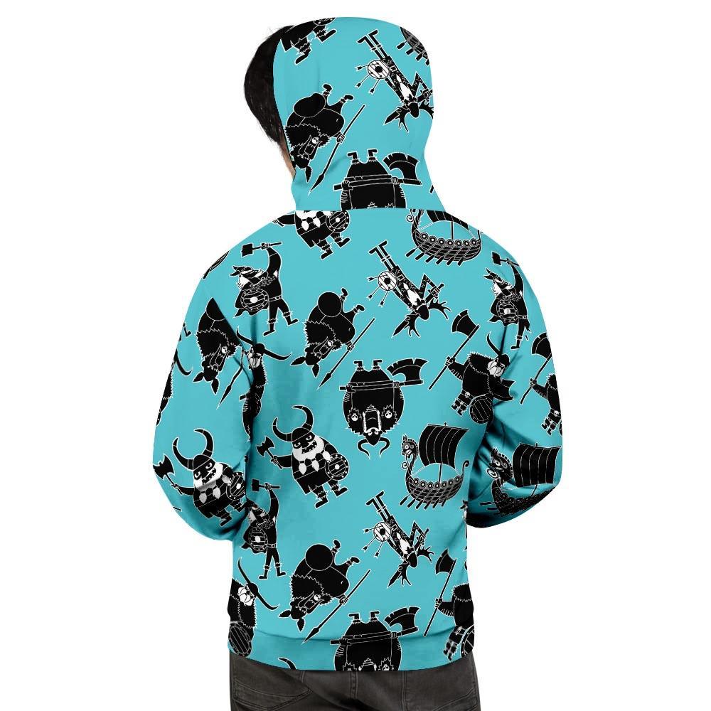 Viking Cartoon Silhouette Men's Hoodie-grizzshop