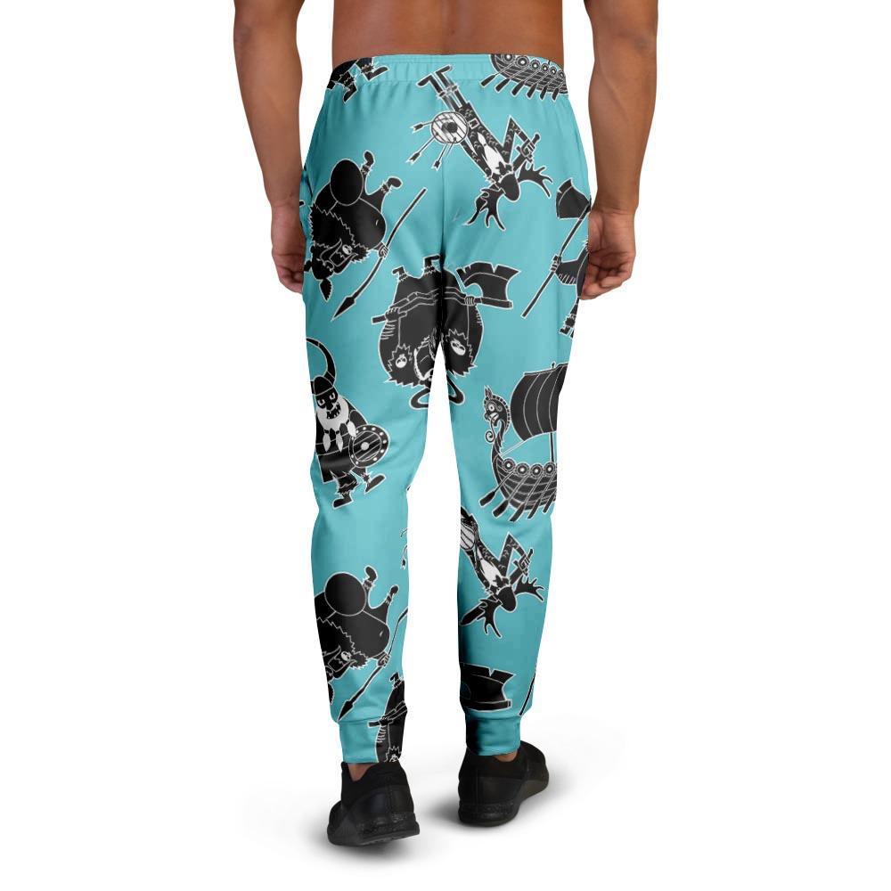 Viking Cartoon Silhouette Men's Joggers-grizzshop