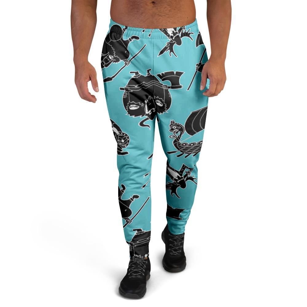 Viking Cartoon Silhouette Men's Joggers-grizzshop