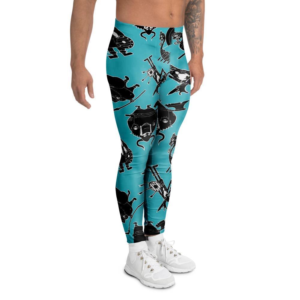 Viking Cartoon Silhouette Men's Leggings-grizzshop