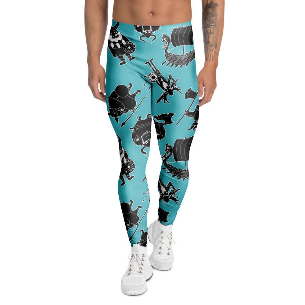 Viking Cartoon Silhouette Men's Leggings-grizzshop