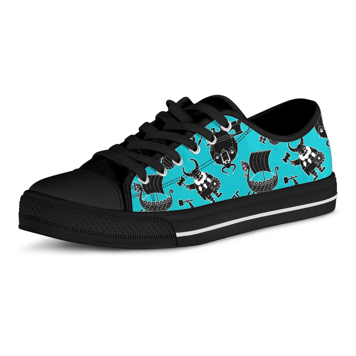 Viking Cartoon Silhouette Men's Low Top Shoes-grizzshop