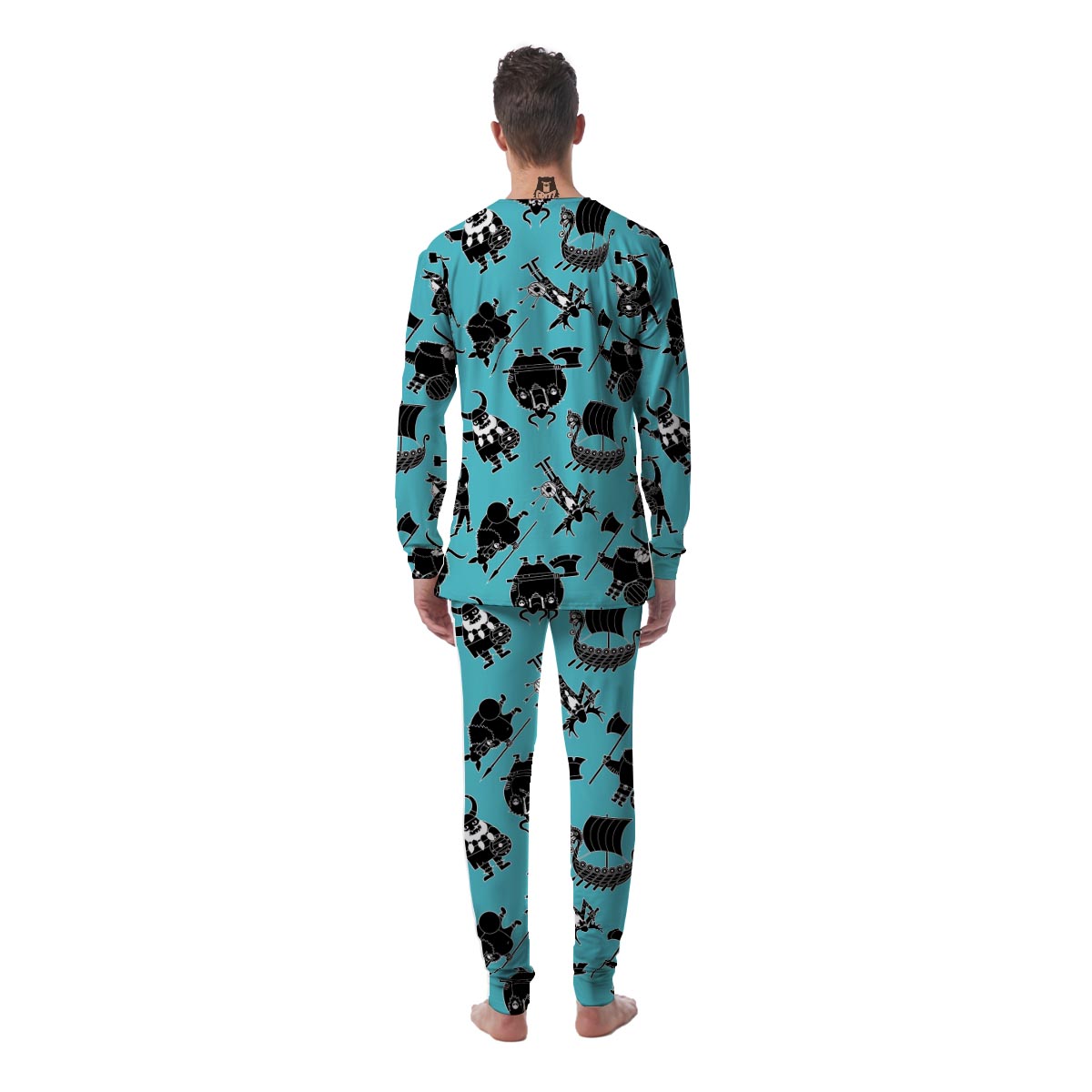 Viking Cartoon Silhouette Men's Pajamas-grizzshop