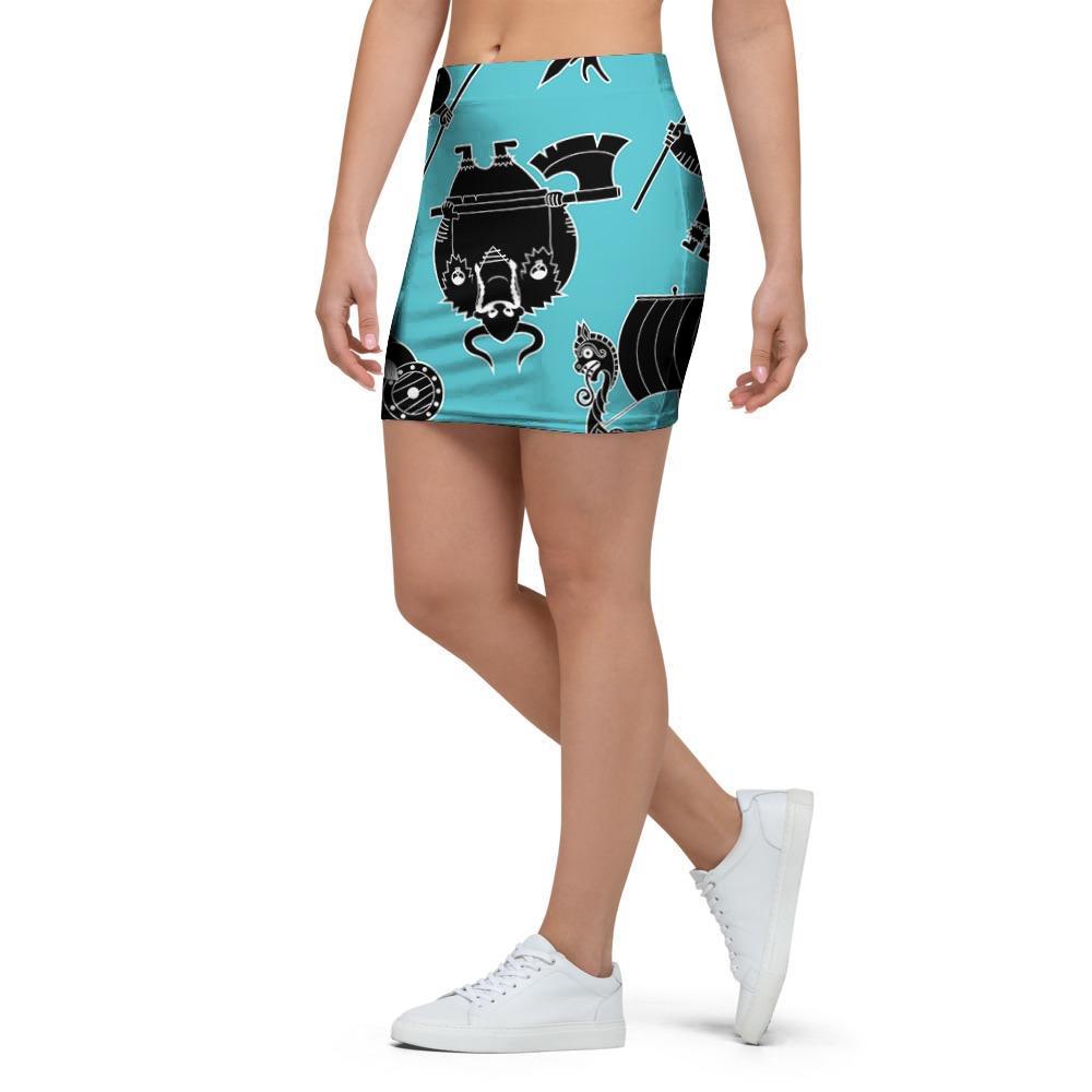 Viking Cartoon Silhouette Mini Skirt-grizzshop