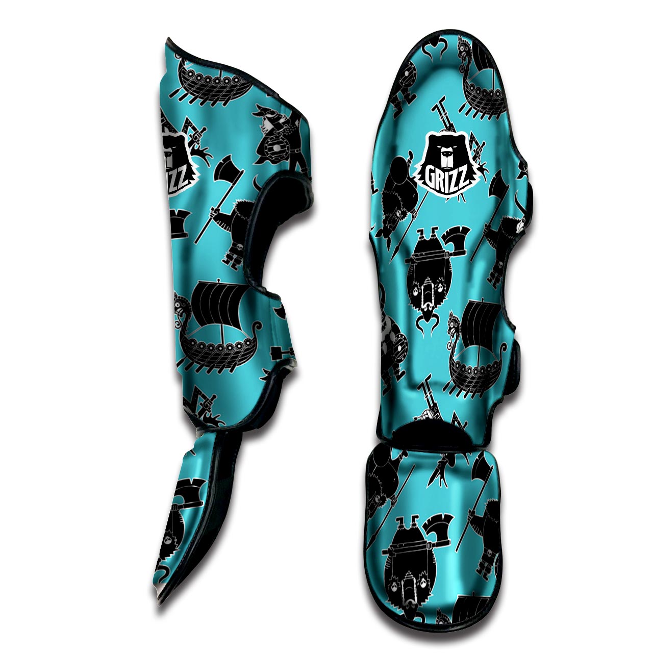 Viking Cartoon Silhouette Muay Thai Shin Guard-grizzshop