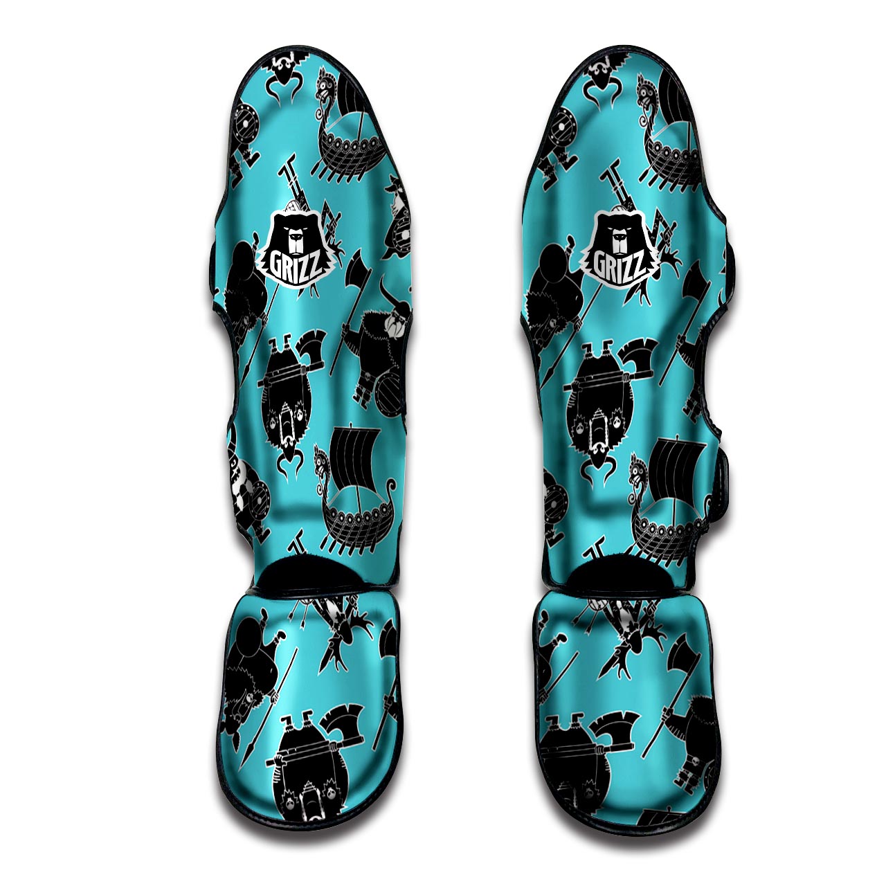 Viking Cartoon Silhouette Muay Thai Shin Guard-grizzshop