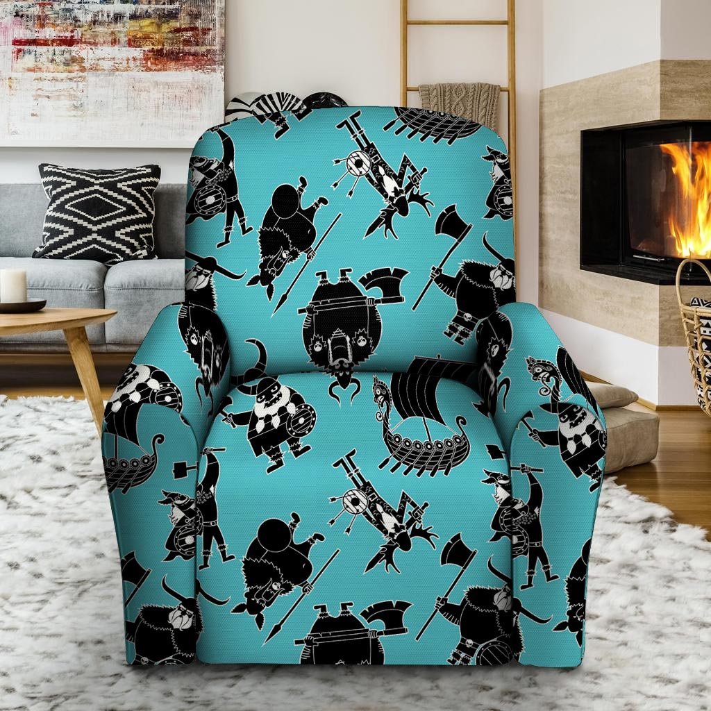 Viking Cartoon Silhouette Recliner Cover-grizzshop