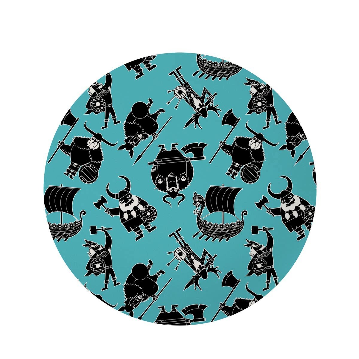 Viking Cartoon Silhouette Round Rug-grizzshop