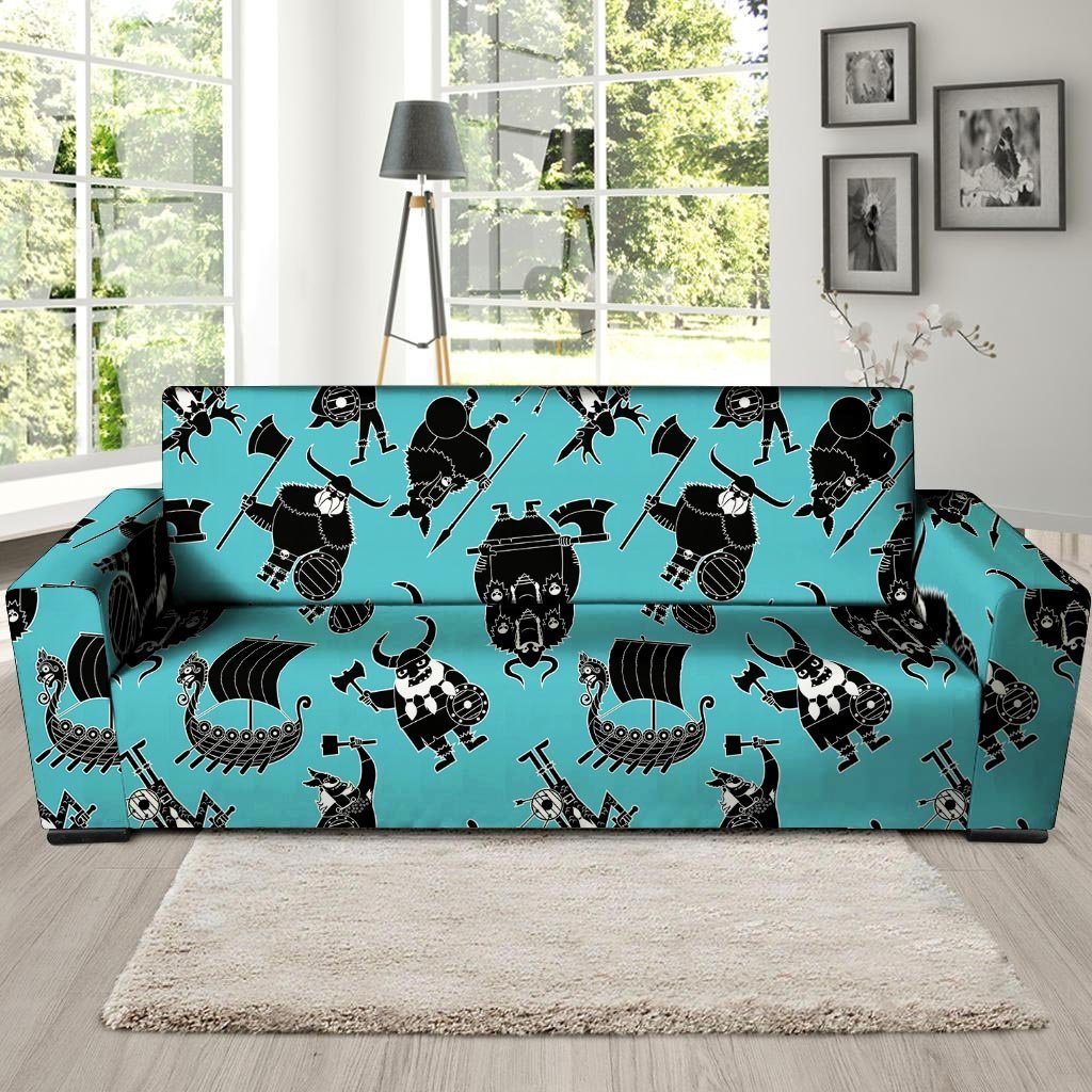 Viking Cartoon Silhouette Sofa Cover-grizzshop