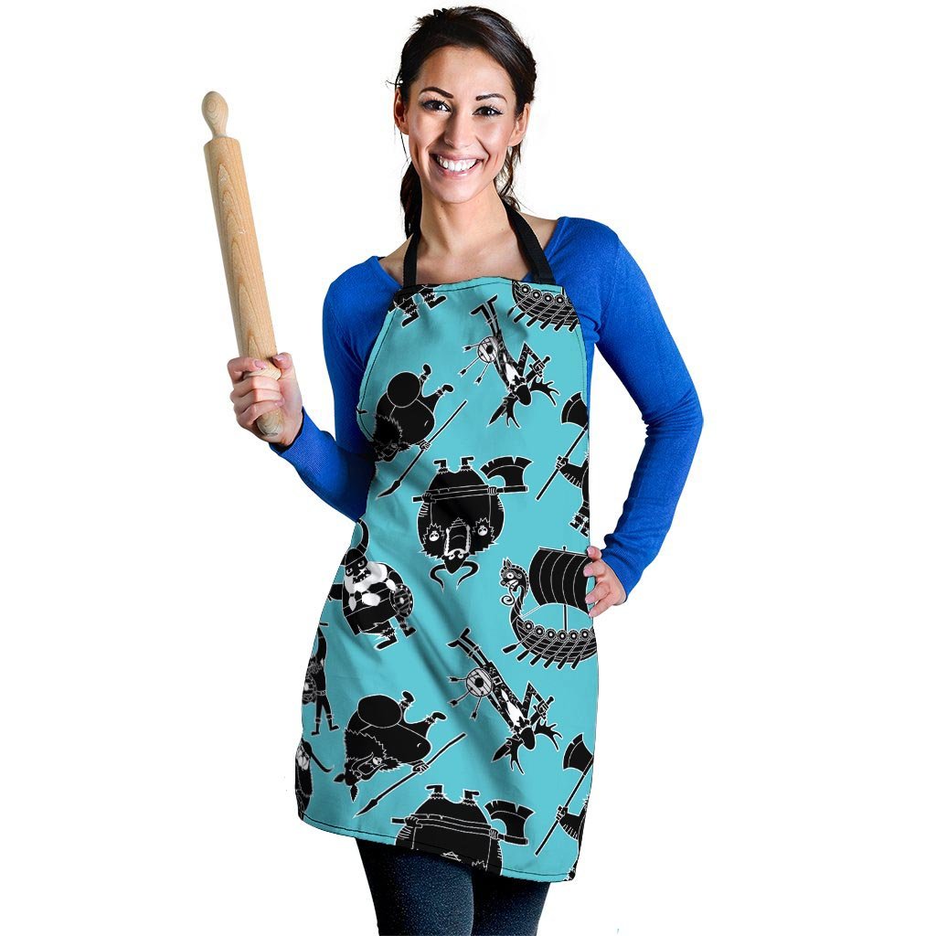 Viking Cartoon Silhouette Women's Apron-grizzshop