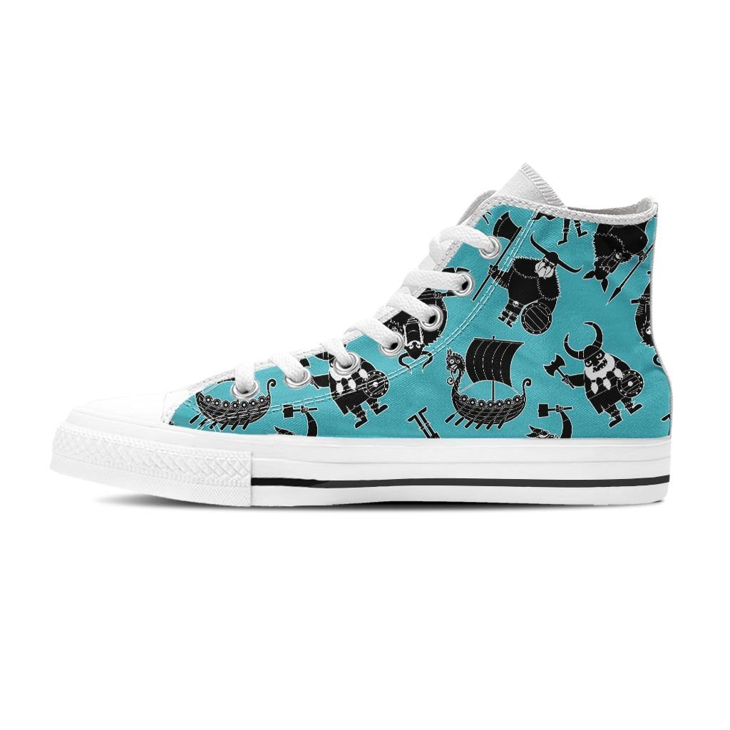 Viking Cartoon Silhouette Women's High Top Shoes-grizzshop