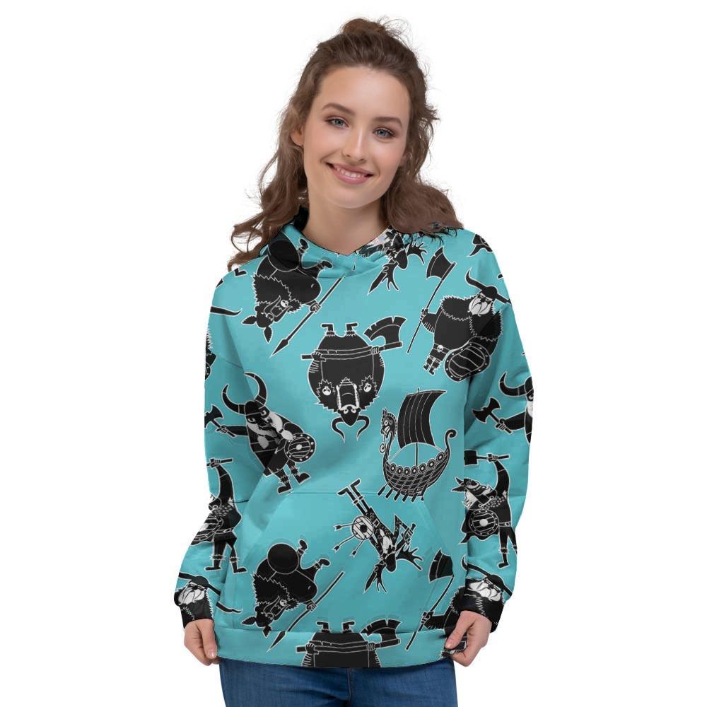 Viking Cartoon Silhouette Women's Hoodie-grizzshop