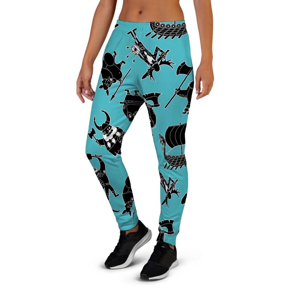 Viking Cartoon Silhouette Women's Joggers-grizzshop