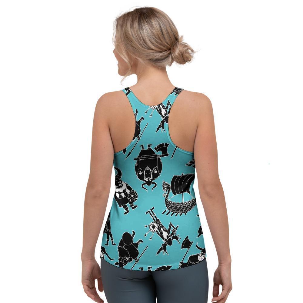 Viking Cartoon Silhouette Women's Racerback Tank Top-grizzshop