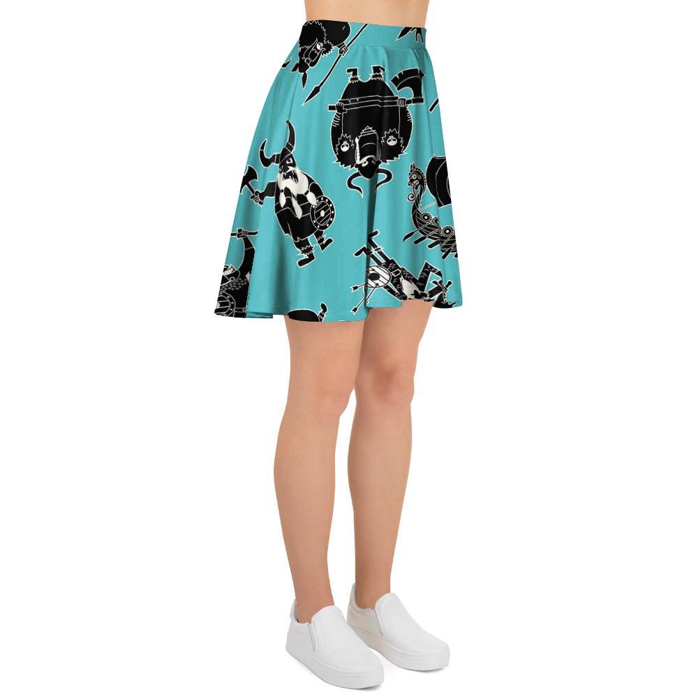 Viking Cartoon Silhouette Women's Skirt-grizzshop