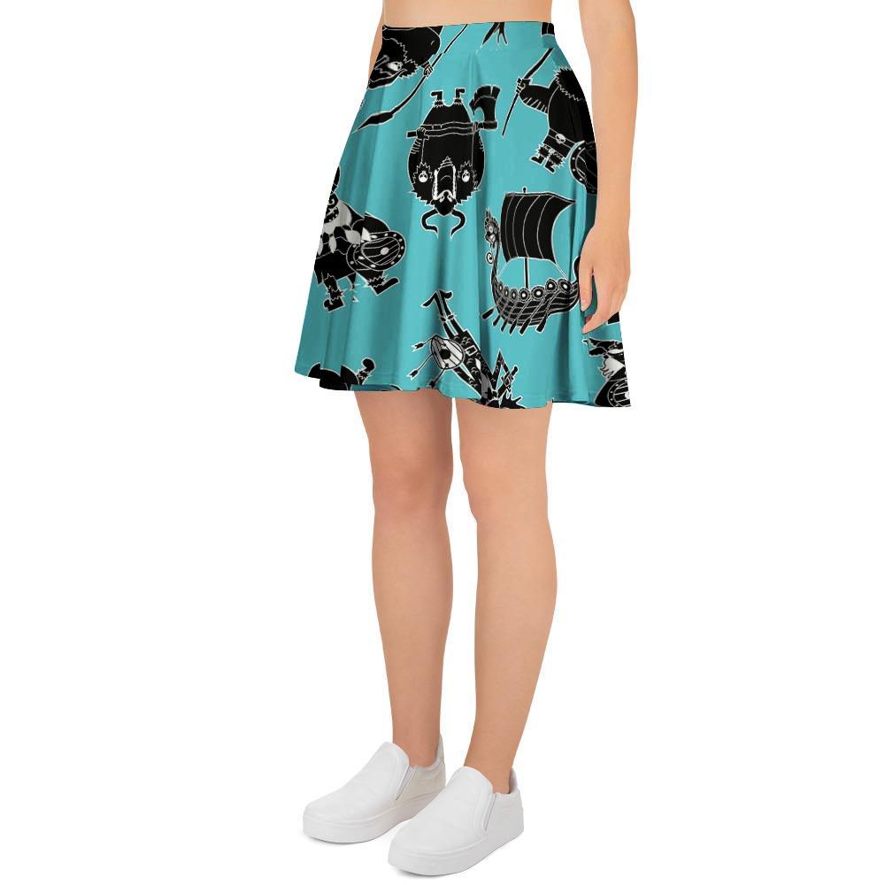 Viking Cartoon Silhouette Women's Skirt-grizzshop