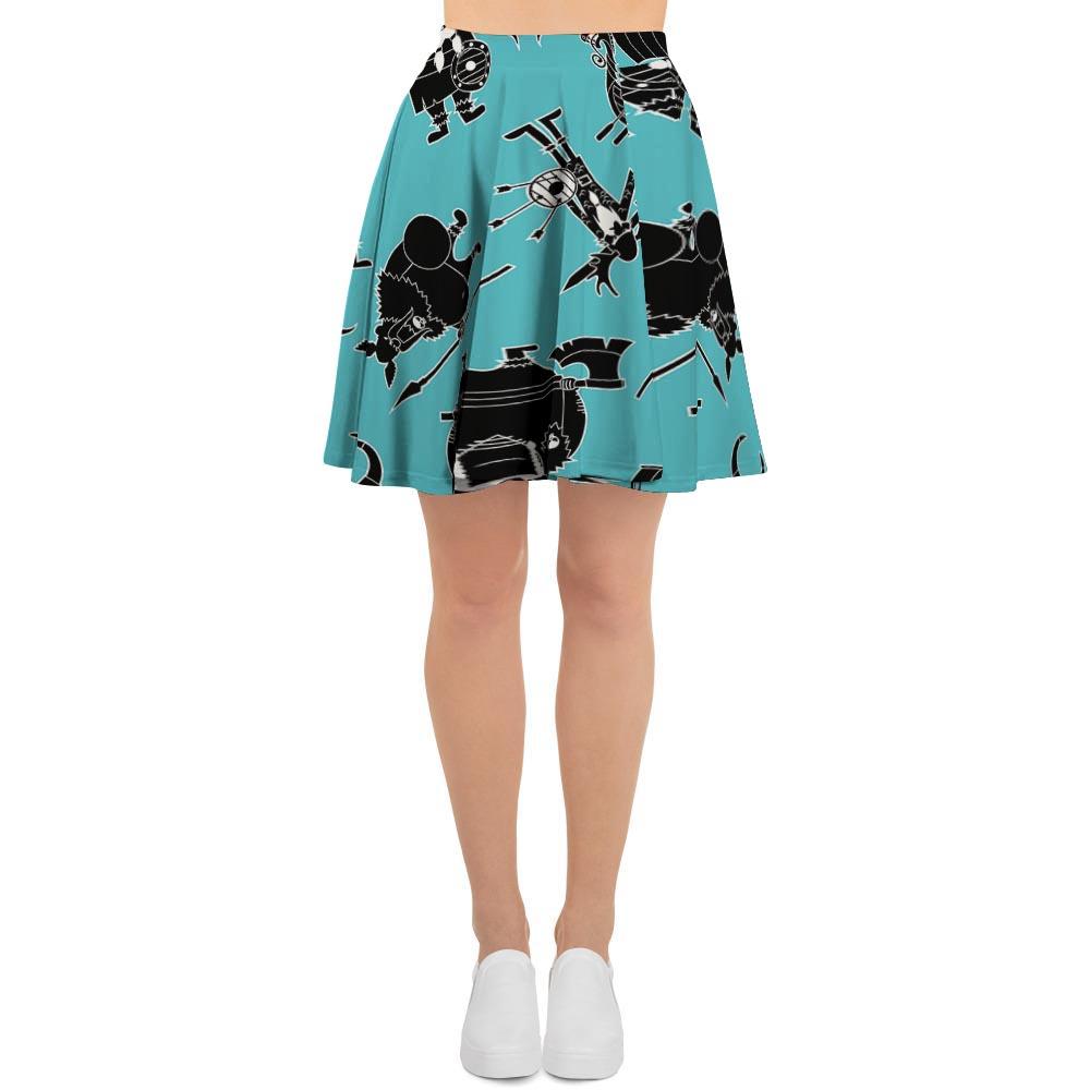 Viking Cartoon Silhouette Women's Skirt-grizzshop