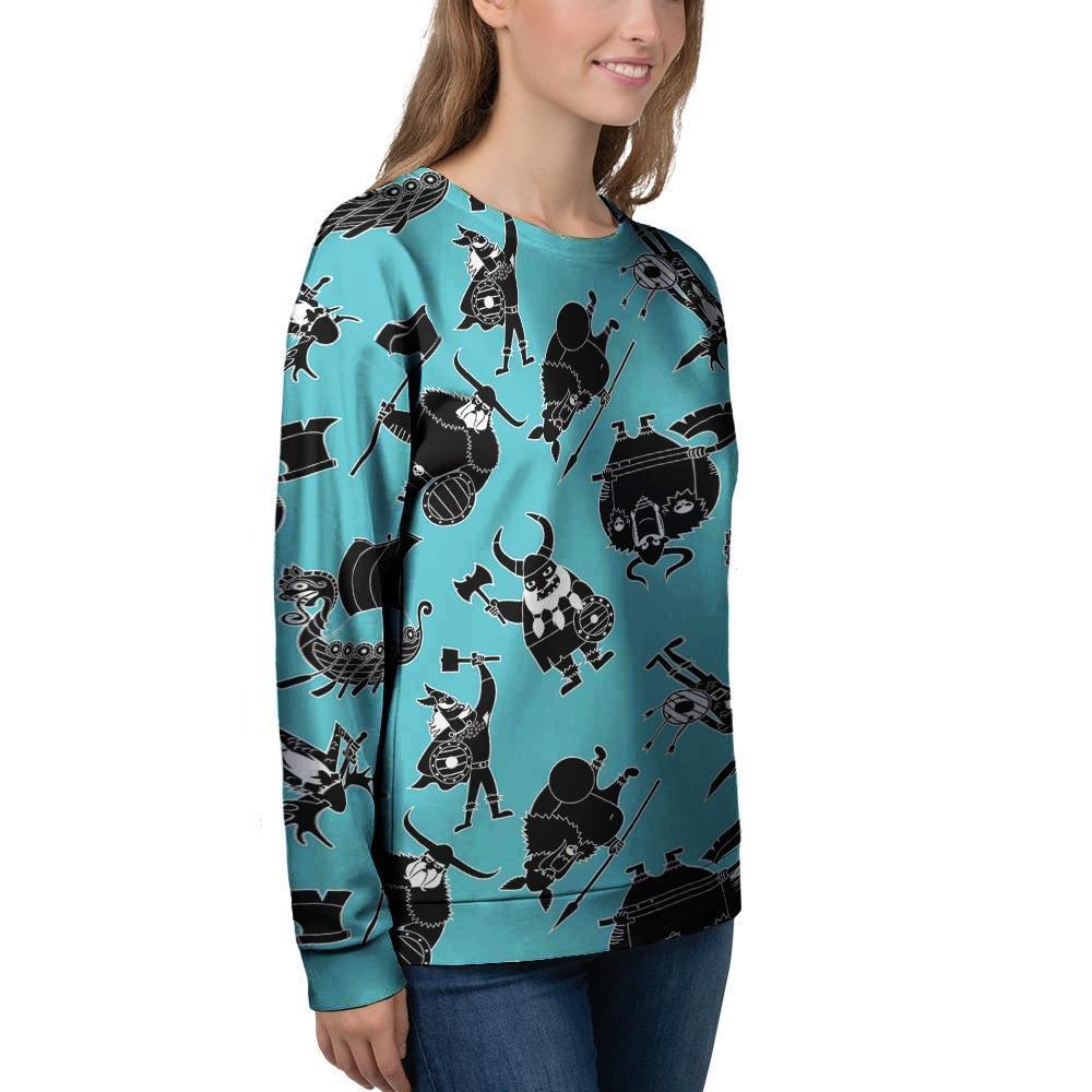 Viking Cartoon Silhouette Women's Sweatshirt-grizzshop