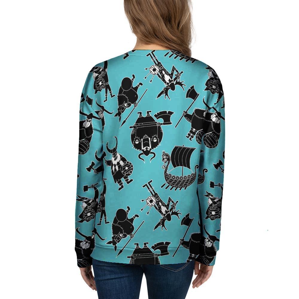 Viking Cartoon Silhouette Women's Sweatshirt-grizzshop