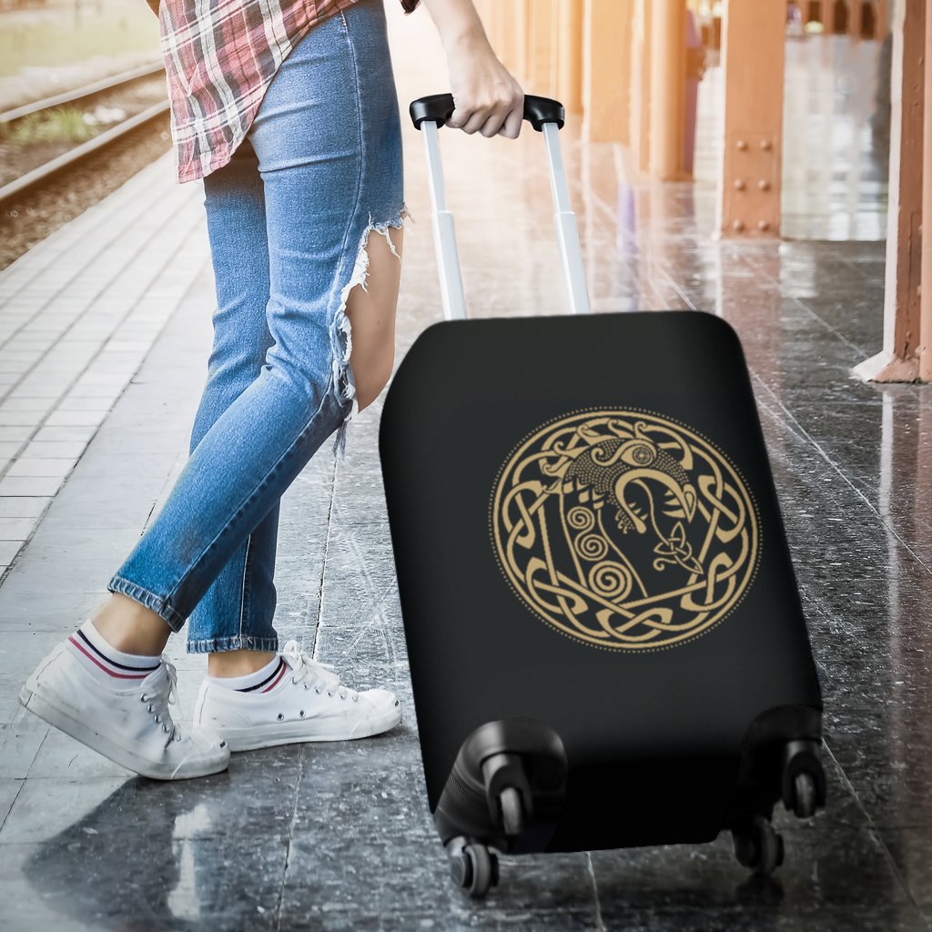 Viking Drakkar Print Luggage Cover Protector-grizzshop