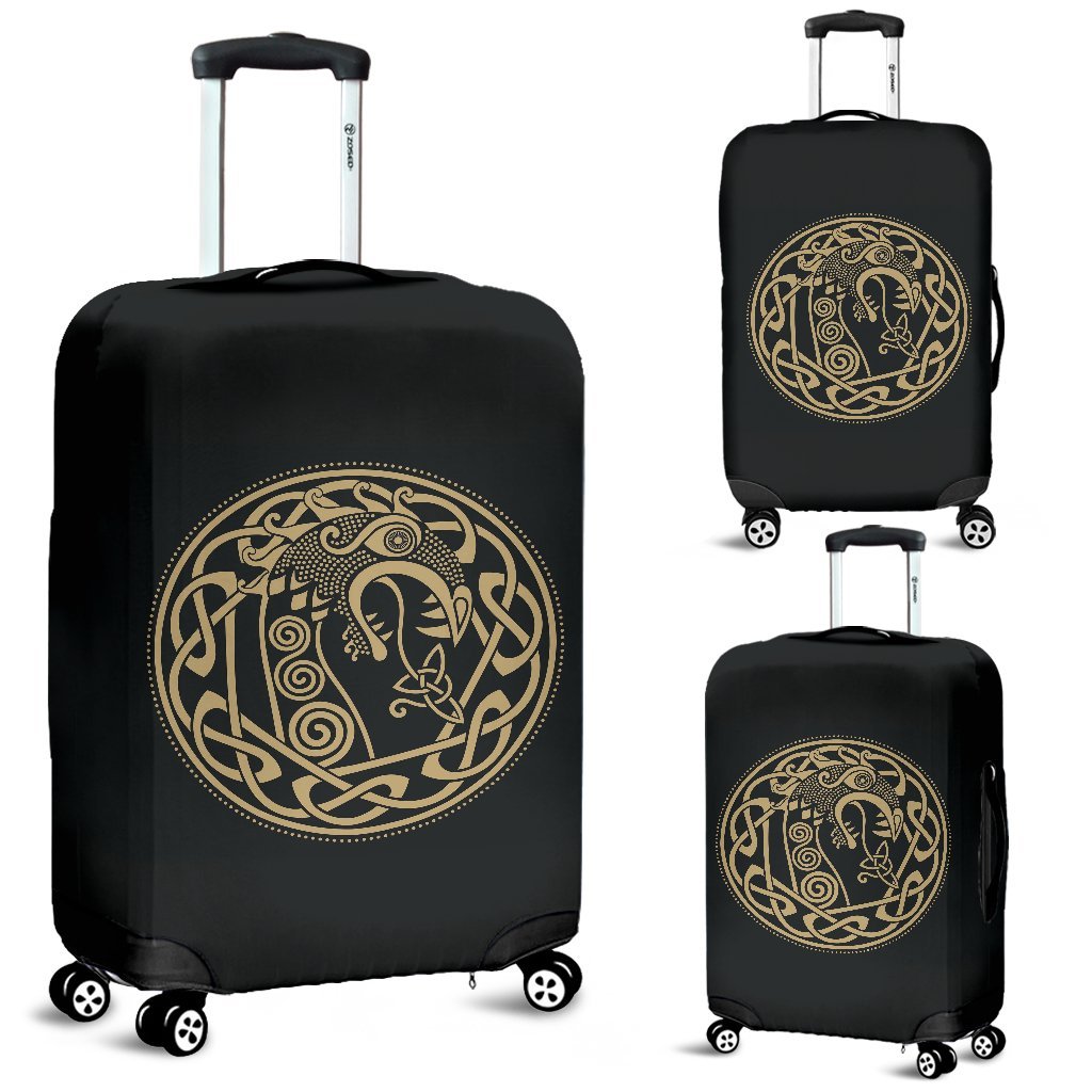 Viking Drakkar Print Luggage Cover Protector-grizzshop