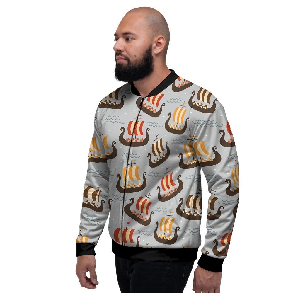 Viking Drakkar Ship Men's Bomber Jacket-grizzshop