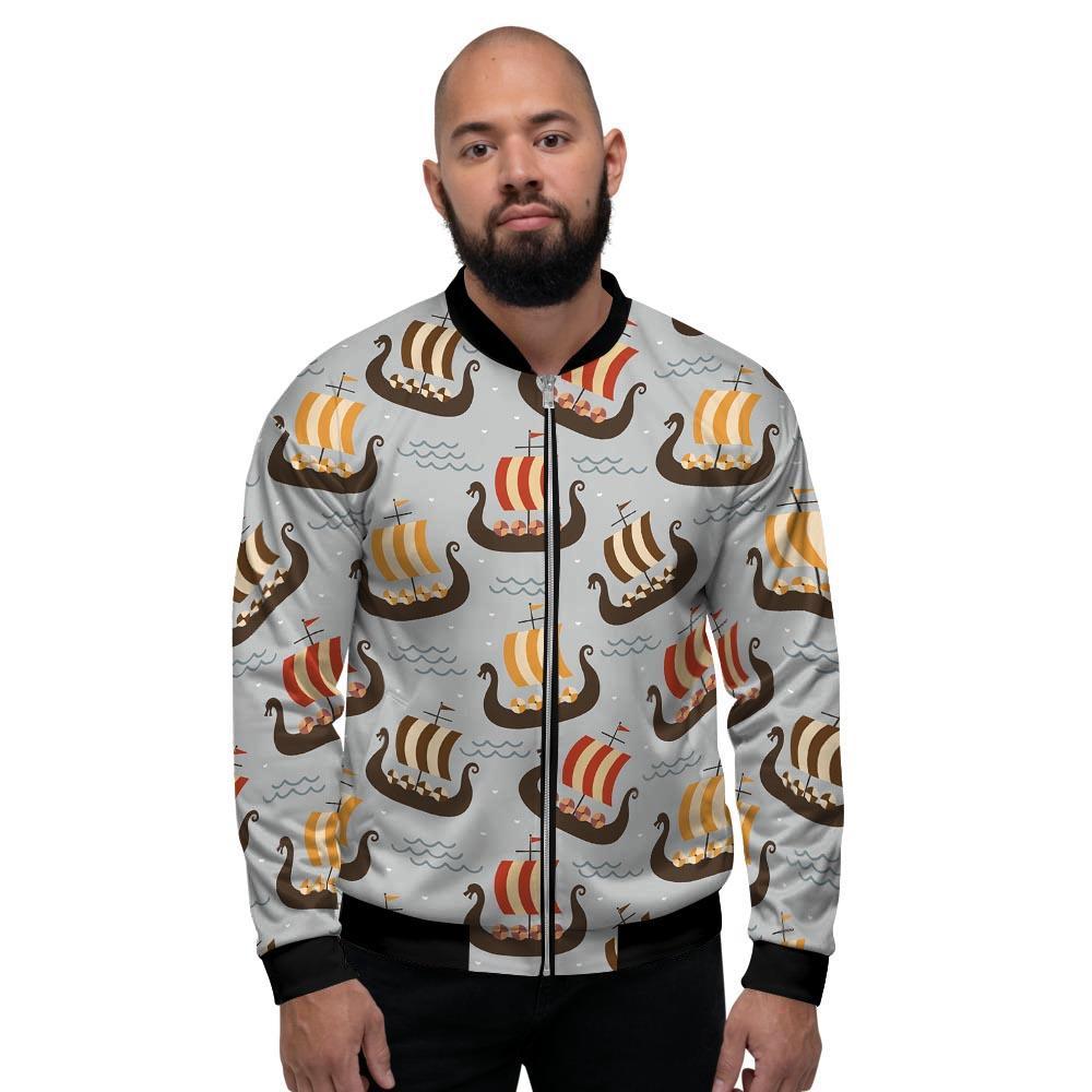 Viking Drakkar Ship Men's Bomber Jacket-grizzshop