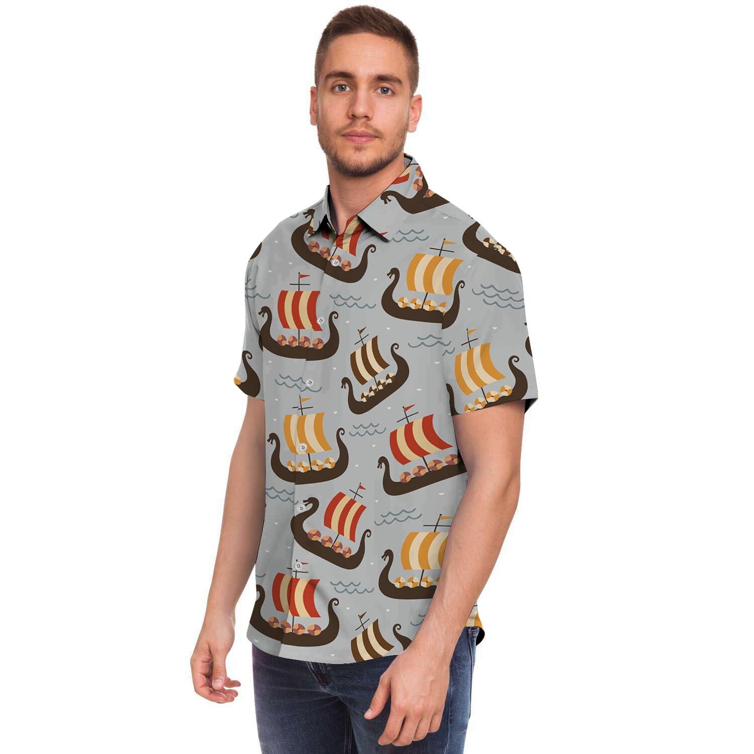 Viking Drakkar Ship Men's Short Sleeve Shirt-grizzshop