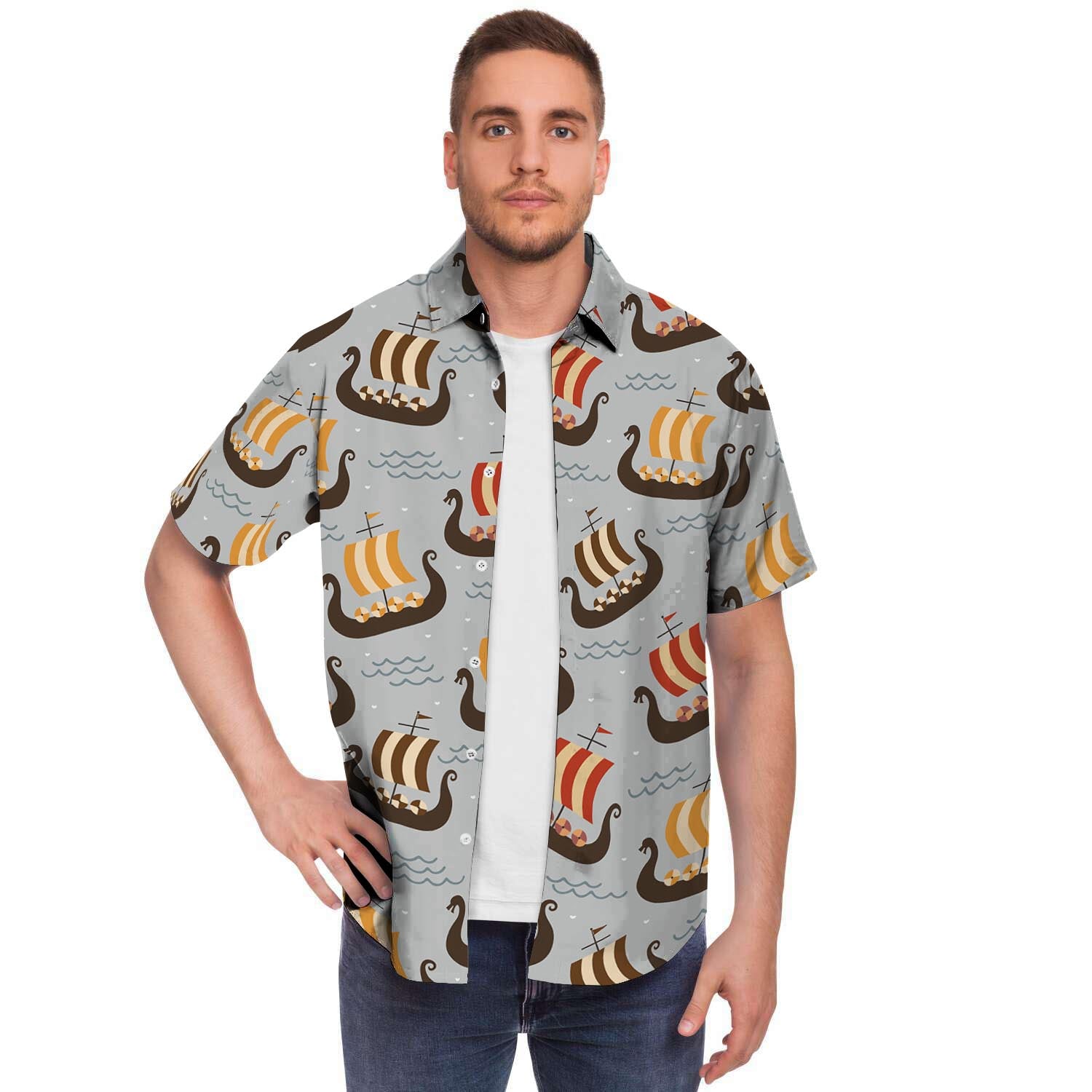 Viking Drakkar Ship Men's Short Sleeve Shirt-grizzshop
