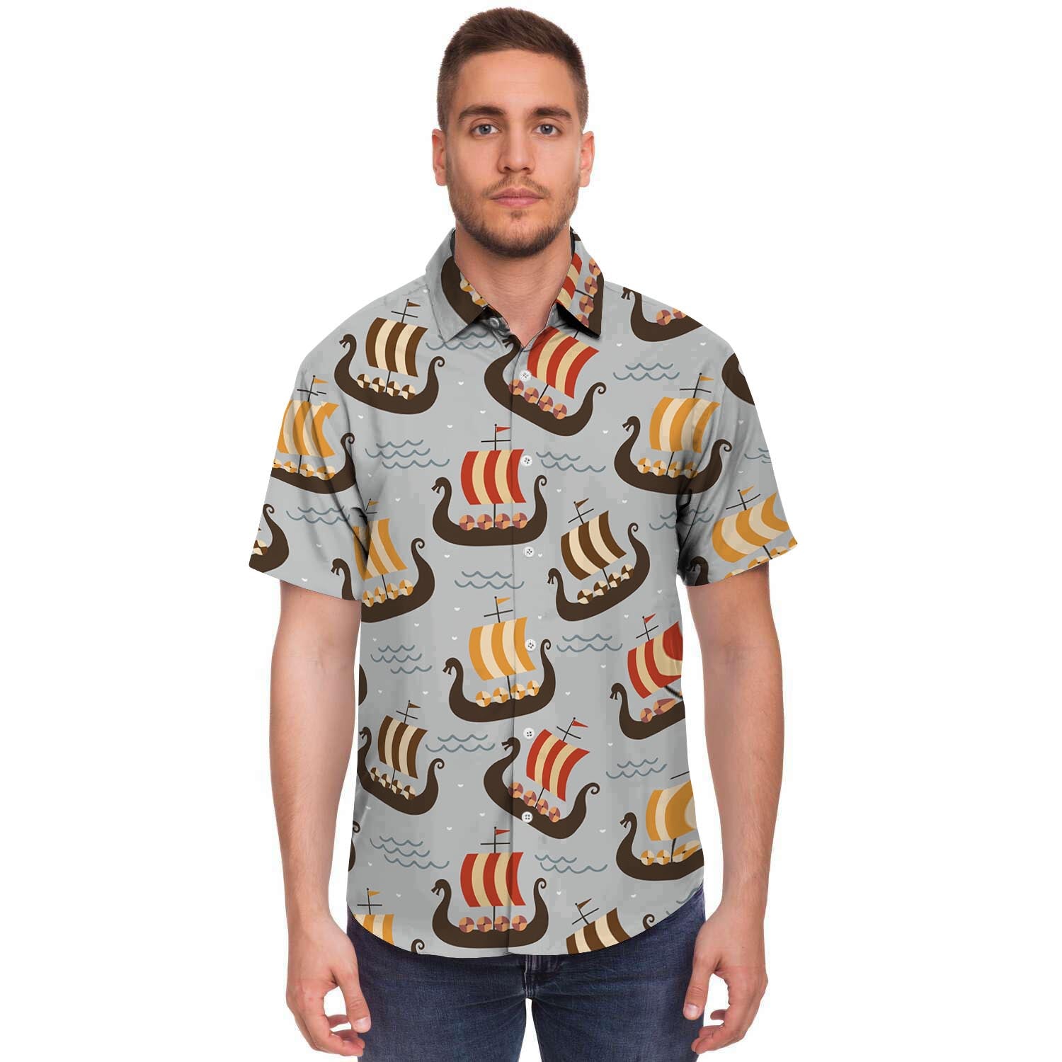 Viking Drakkar Ship Men's Short Sleeve Shirt-grizzshop